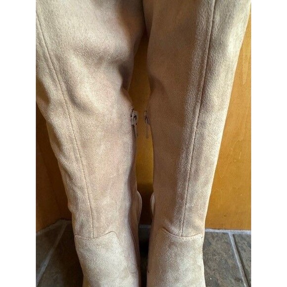 Aldo‎ Winker Over the Knee Thigh High Suede Boots Nude Beige 6.5 Open Heel - Picture 5 of 13
